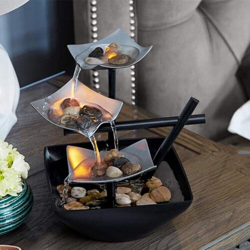 Relaxation Indoor Tabletop Fountain Water Fountain Desktop Decor Traditional Chinese Feng Shui Small Water Fountain EU PLUG