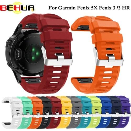 BEHUA 26mm Watchband Strap for Garmin Fenix 5X Plus 6X Pro 3 3 HR SmartWatch Quick Release Silicone Easy Fit Wrist Band Bracelet