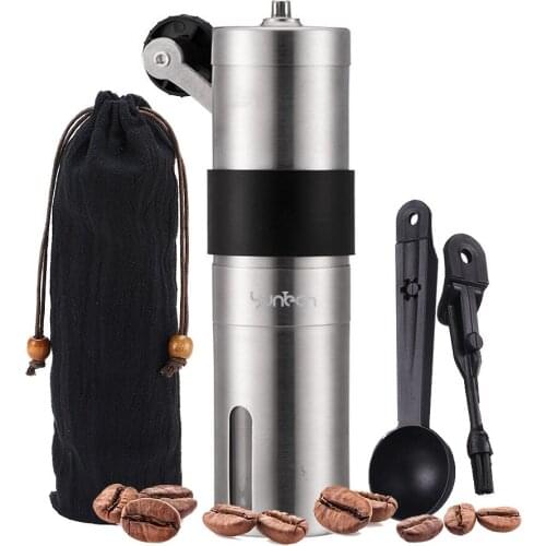Manual Coffee Grinders Stainless Steel Housing Portable Mini Ceramic Core Hand Burr Mills Perfect for Office or Travelling