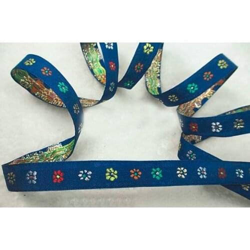 Traditional Lucky Seven Colors Flowers Embroidery Jacquard Ribbon, Beautiful ribbon and DIY ribbons for sewing