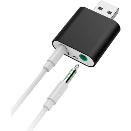 External USB Sound Card 7.1 Adapter 5HV2 USB to 3D CH Sound Antimagnetic Audio Headset Microphone 3.5mm Jack For Laptop PC