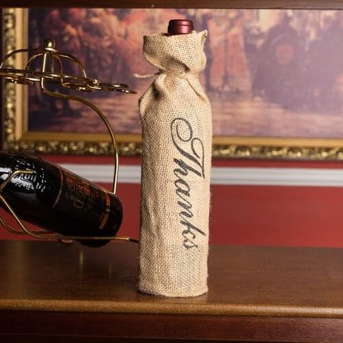 Jute wine bottle bag sparkling wine champagne gift bag European country wedding retro hemp wine bag