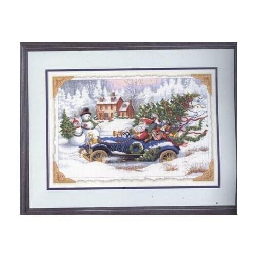 Top Quality Lovely Cute Counted Cross Stitch Kit Roadster Santa Christmas Tree Winter Snow Man Snowman DIM 08707