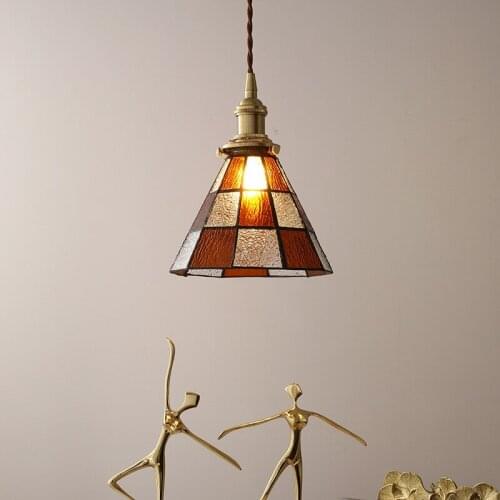 Japanese hand-made glass brass chandelier restaurant porch bar small chandelier Nordic retro style ins residential lamp