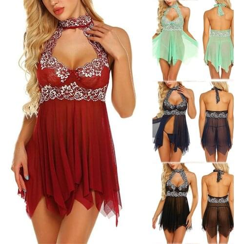 Women Clothes Sling Mesh Women Sleepwear Sleevless Lace Home Dress Sexy Nightgown Fashion Female Nightdress