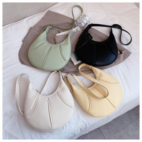 PU Leather Purses and Handbags for Women 2021 Designer Luxury Fashion Girls Female Shoppers Solid Color Splicing Crescent Wallet