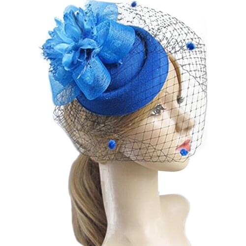 Women Party Casual Foldable Mesh Craft Holiday Adults DIY Flower Fashion Top Hat Hair Clip Hat Bowler Feather Veil Wedding
