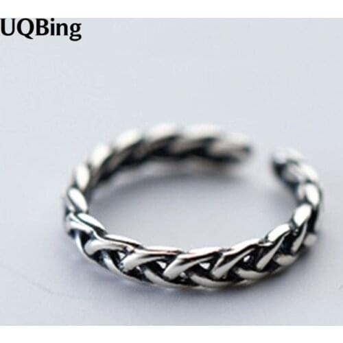 925 Sterling Silver Fashion Personality Vintage Chain Twist Rings For Women Gifts Jewelry