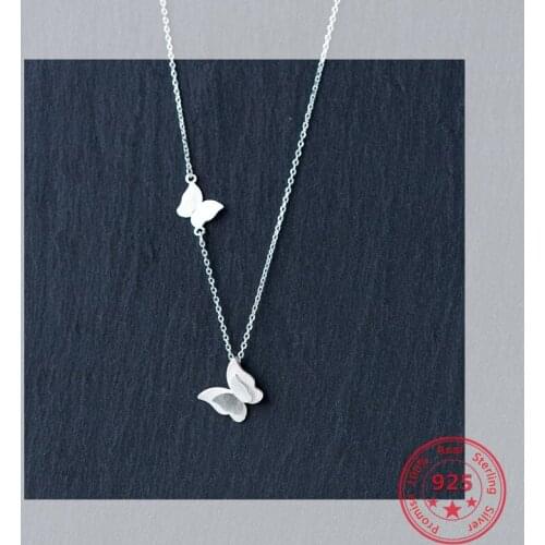 S925 Sterling Silver Fashion Necklace for Women Small Fresh Butterfly Pendant Sweet And Wild Style Clavicle Chain Jewelry