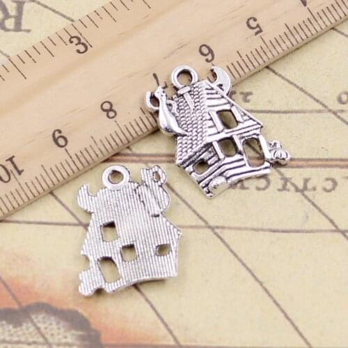 10pcs Charms Haunted House 23x19mm Tibetan Silver Color Pendants Antique Jewelry Making DIY Handmade Craft Pendant
