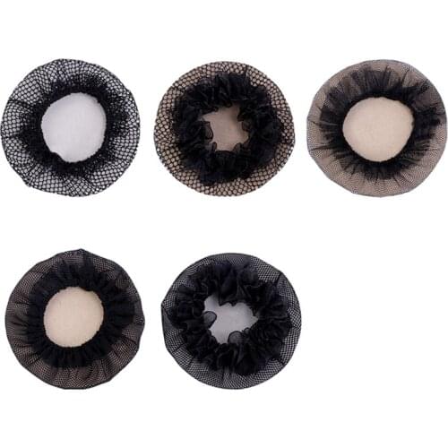 10Pcs Small Hole Black Elastic Mesh Snood Hair Net Bun Cover for Ballet Dance