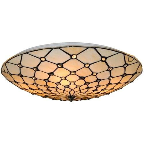 20" Classic Tiffany Ceiling Lamp Retro European Stained Glass Handmade Hanging Light Bedroom Dining Room Fixtures Lighting CL278