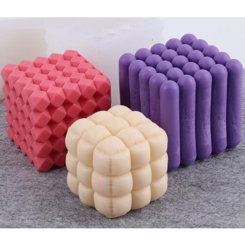 3D Cube Creativity Soft Bag Sofa Shape Diamond Candle Silicone Mold DIY Making Aromatherapy Plaster Soap Cake Mould Crafts Tools