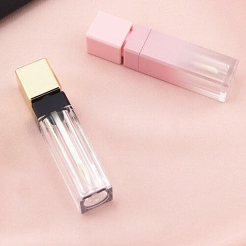 8ML Empty Plastic Pink Lipstick Tube Beauty Lip Oil Bottle Square DIY Clear Labial Cosmetic Lip Gloss Containers 10/30/50pcs