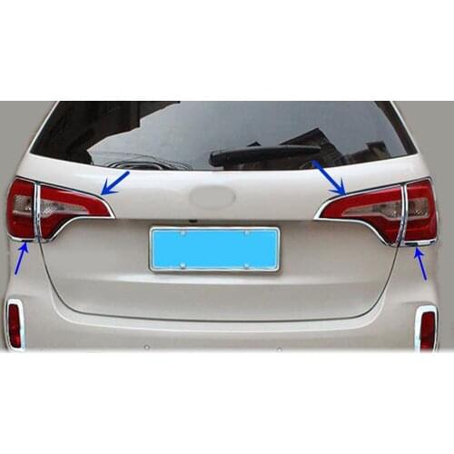 Car ABS Chrome Cover Trim Back Tail Rear Light Lamp Frame Parts 4pcs For Kia Sorento 2013 2014