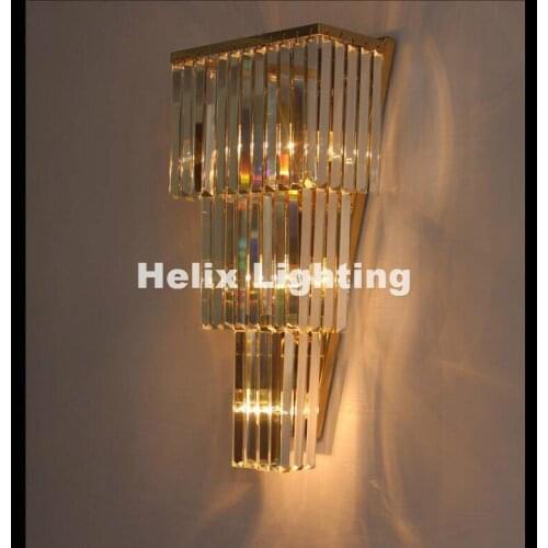 Free Shipping Modern Chrome/Golden Wall Lamp W30cm Wall Sconce Bedside Living Room Wall Light K9 Clear Crystal Guaranteed 100