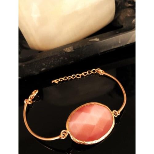 Dr Stone Natural Stone Women 'S Cat 'S Eye Stone Rose Gold Plated Bracelet 372888482