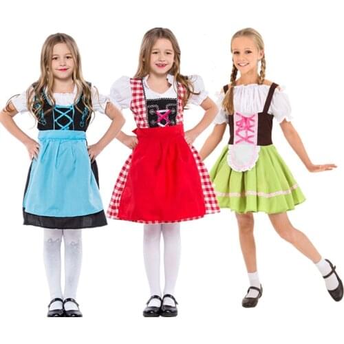 Halloween Costumes for Kids Girl Oktoberfest Costume Octoberfest Bavarian Maid Costume Fantasia Party Children Beer Dress