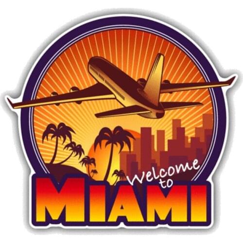 Welcome To Miami Travel Car Stickers Decor Motorcycle Decals () Decorative Accessories Creative Waterproof PVC,13cm*12cm
