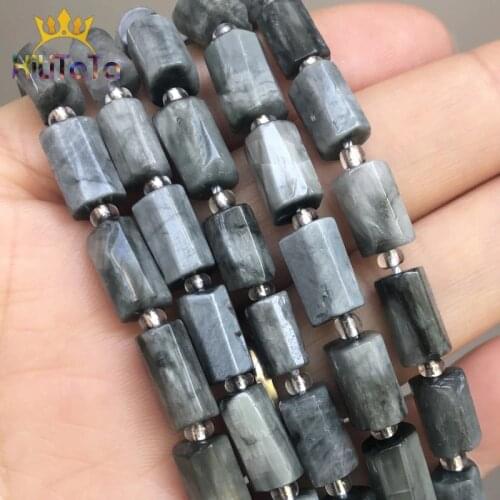 Natural Faceted Hawk Eye Stone Beads Cylinder Loose Spacer Beads For Jewelry DIY Making Bracelet Necklace Accessories 7.5