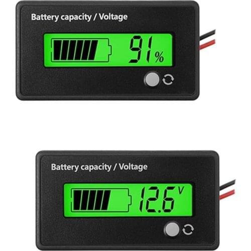 2 Pcs DC 12V 24V 36V 48V 72V Battery MeterBattery Capacity Voltage Indicator Lead-Acid and Lithium Ion Battery Indicator