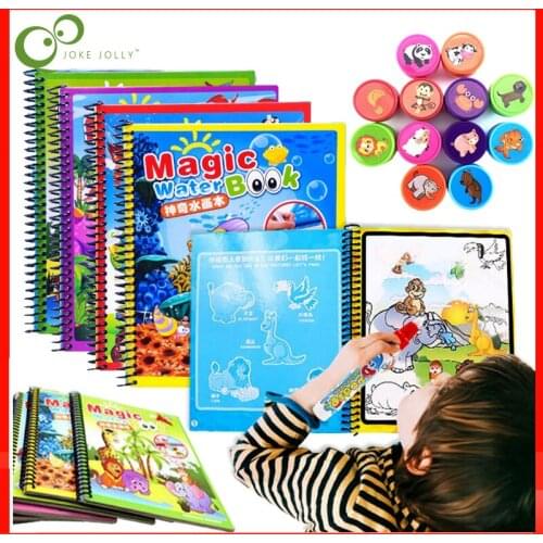 Montessori Painting Drawing Board Kids stamp Toys Coloring Book Doodle & Magic Pen Magic Water Drawing Book Birthday Gift ZXH
