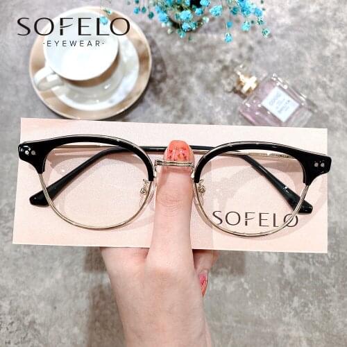 Korea Retro Bifocal Prescription Glasses Women Optical Myopia Progressive Eyeglasses Vintage Round Multifocal Hyperopia Eyewear