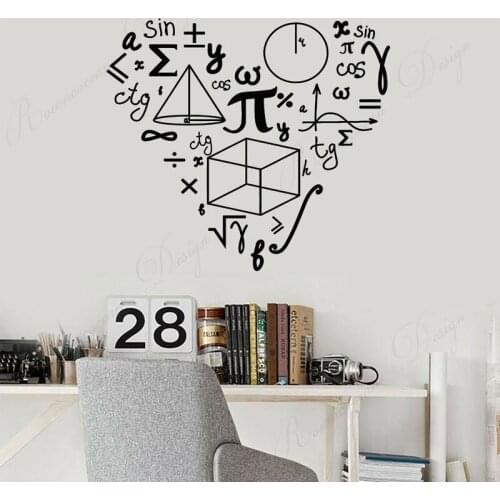 Math School Class Teen Room Mathematics Love Wall Stickers Interior Art Home Decor Reading Room Decals Removable Wallpaper 4345