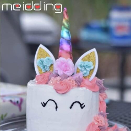 MEIDDING Unicorn Horn Cake Topper Unicorn Party Decor Unicorn Birthday Party Decor Kids Unicorn Birthday Party Baby Shower