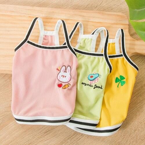 Cute Summer Dog Girl Camisole Pet Clothes Dog Clothes Vest Dresses Outfit Breathable T-Shirt for Small Puppy Avocado Cat Apparel