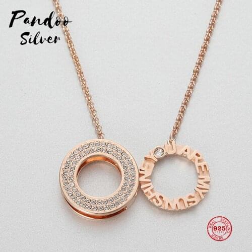 Fashion Charm Pure 925 Silver Original 1:1 Copy, Simple Design Interlocking Design Wild Necklace Female Luxury Jewelry Gifts