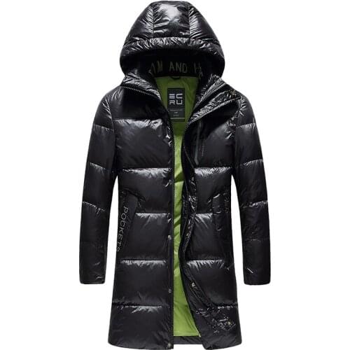2020 New Long Zipper Casual Youth Solid Color Fashion Cardigan Winter Men Clothing 90% White Duck Down Winter Jacket Coat