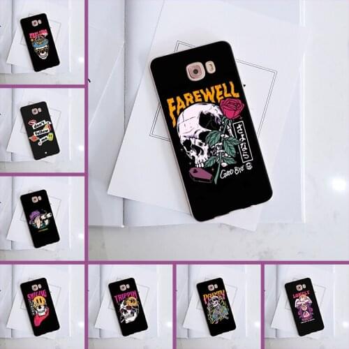 Soft Silicone Phone Case For Samsung Galaxy C5 C7 C8 Skull Skeleton Flower Quote Cartoon Back Cover For Samsung C9 C7 C5 Pro