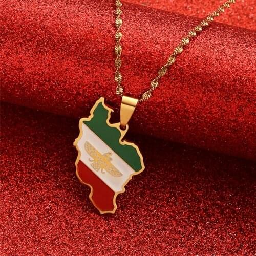 Iran Map Pendant Necklace Women Girls Jewelry Silver Color Gold Color Iranian Necklaces