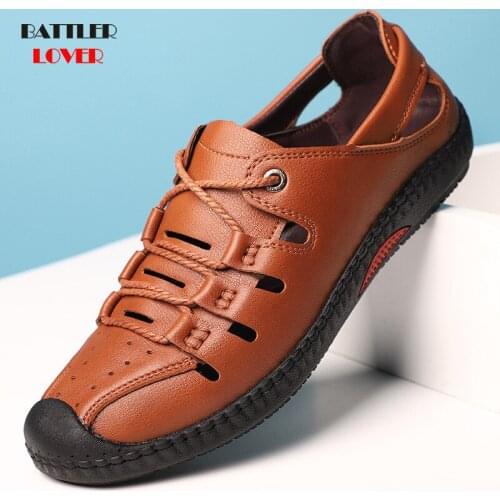Summer Classic Men Soft Sandals Comfortable Men Fashion Shoes Leather Sandals Boys Roman Breathable Outdoor New Arriving