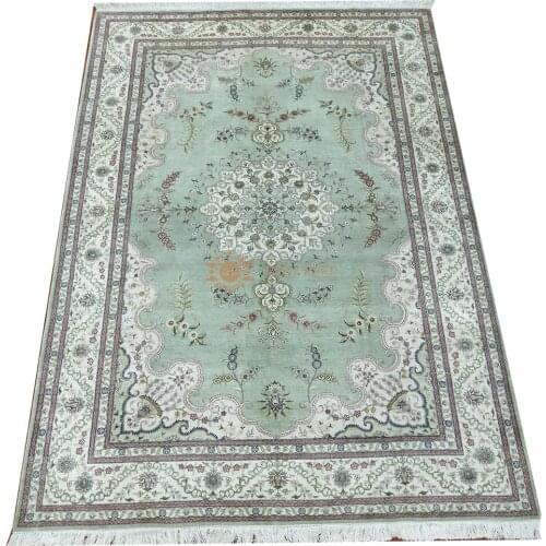 Seeykeep™ 6x9ft Elegant Pure Silk Handknotted Oriental Traditional Persian Rug with Central Medallion Floral Pattern-SK3036087
