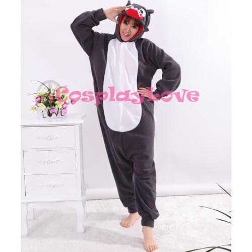 Gray Bad Wolf Pajamas Animal Cosplay Costume Coral Women Men Kid Adult Pajamas Onesies Cartoon Sleepwear Sleepsuit