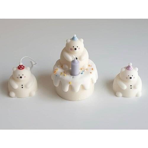 3D Fat Bear Candle Silicone Mold Mini Candle Shape Aromatherapy Candle Making Bear Mold Home Decoration