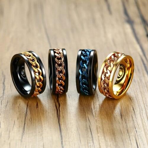 Spinner Beer Opener Mens Rings 8mm Twisted Stainless Steel Rotating Metal Wedding Bands Steel Ring for Men 8 Colors Steel Ring