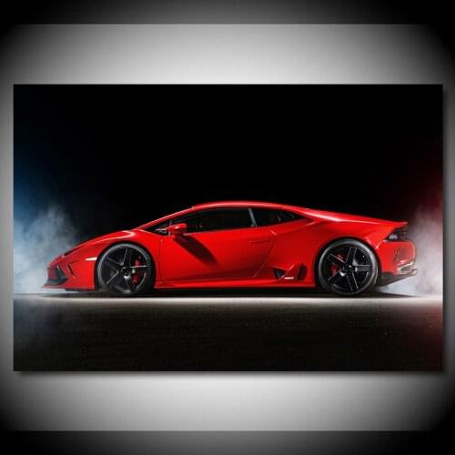 Sportscar Huracan Red Car Vehicle Dark Wallpaper Canvas Paintings Posters and Prints Wall Art for Living Room Decor