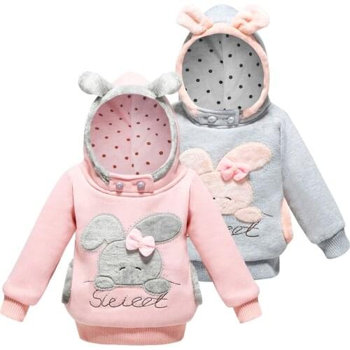 Girls Sweatshirt Hoodies Cartoon Sweat Rabbit Spring Hooded Coats for Girls Full Sleeve Kids Clothes Toddler Sweatshirt JYF