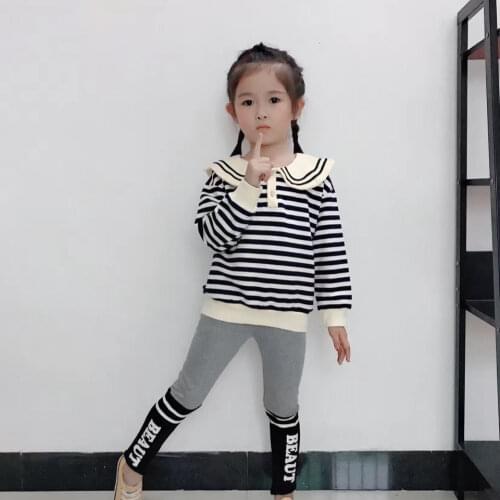 Girls Tops Kids Clotheing Long Sleeve Striped Sweatshirt Childrens Spring and Autumn Fashion Wild