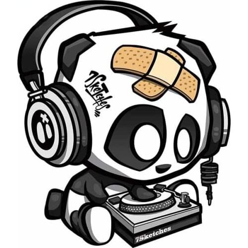 DJ Panda Custom Printing Decal Personality Refrigerator Laptop Waterproof Sunscreen Scratch-proof Window Car Stickers Kk13*11cm