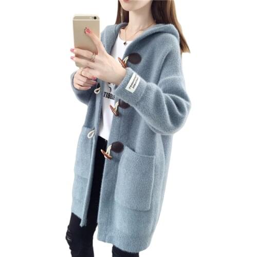 New Autumn Winter Knitt Cardigan Jacket Female Loose Mink Velvet Thick Overcoat Women Thick Wool Sweater Tops Ladies Jackets