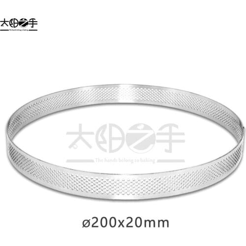 200x20mm Round Perforated Tart Ring 304 Stainless Steel Tart Ring Tartlet Mold Make Round Fruit Pie Egg Tart
