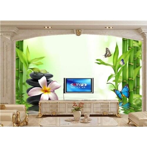 Custom 3D murals, water ripple and Green fresh bamboo papel de parede,living room sofa TV wall bedroom wall painting wallpaper