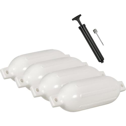 4PCS Boat Fender 4.5*16 inch Vinyl Marine Ribbed Dock Bumper Inflatable Buoys