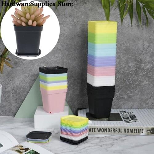 5Pcs Mini Plant Flower Pot Square Plastic Planter Nursery Garden Desk Home Decor