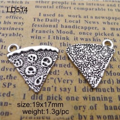 50pcs/lot Alloy Antique Silver 19x17mm Pizza Charm Pendant Fit Bracelet Necklace DIY Metal Jewelry Making