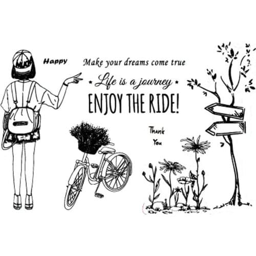 AZSG Girl / Enjoy The Ride Clear Stamps For DIY Scrapbooking Decorative Card Making Crafts Fun Decoration Supplies